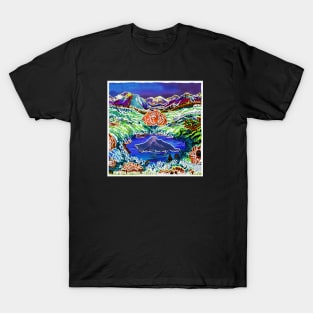 Trippy Mountains and Roses T-Shirt